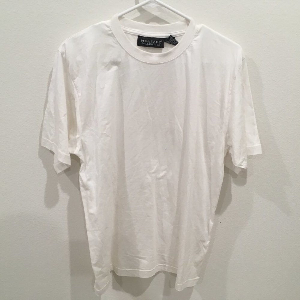 Montage Collection Cotton Men's TShirt Short Sleeve White (Medium)